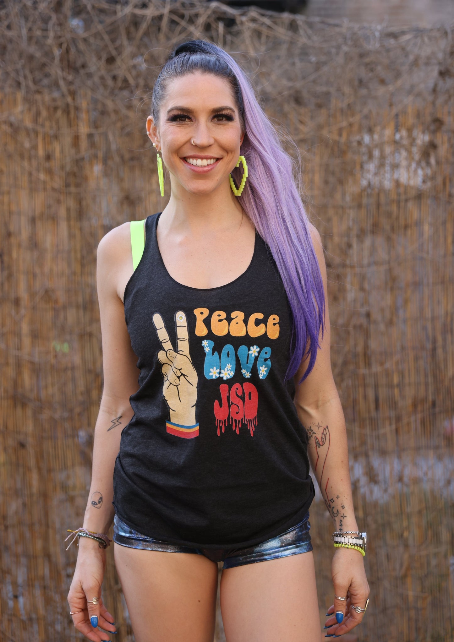Peace, Love, JSD Tri-Blend Racerback Tank