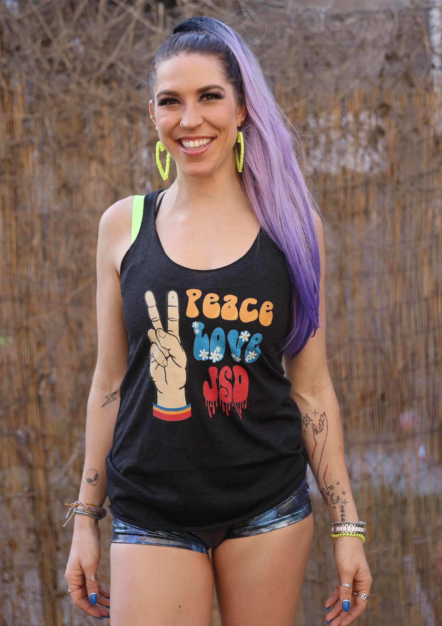 Peace, Love, JSD Tri-Blend Racerback Tank