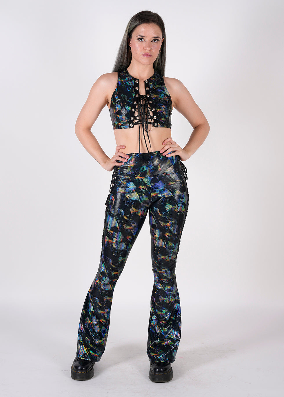 Rainbow Smoke Lace-Up Bellbottoms