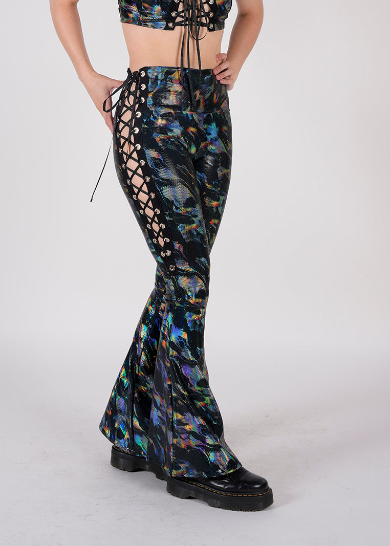 Rainbow Smoke Lace-Up Bellbottoms