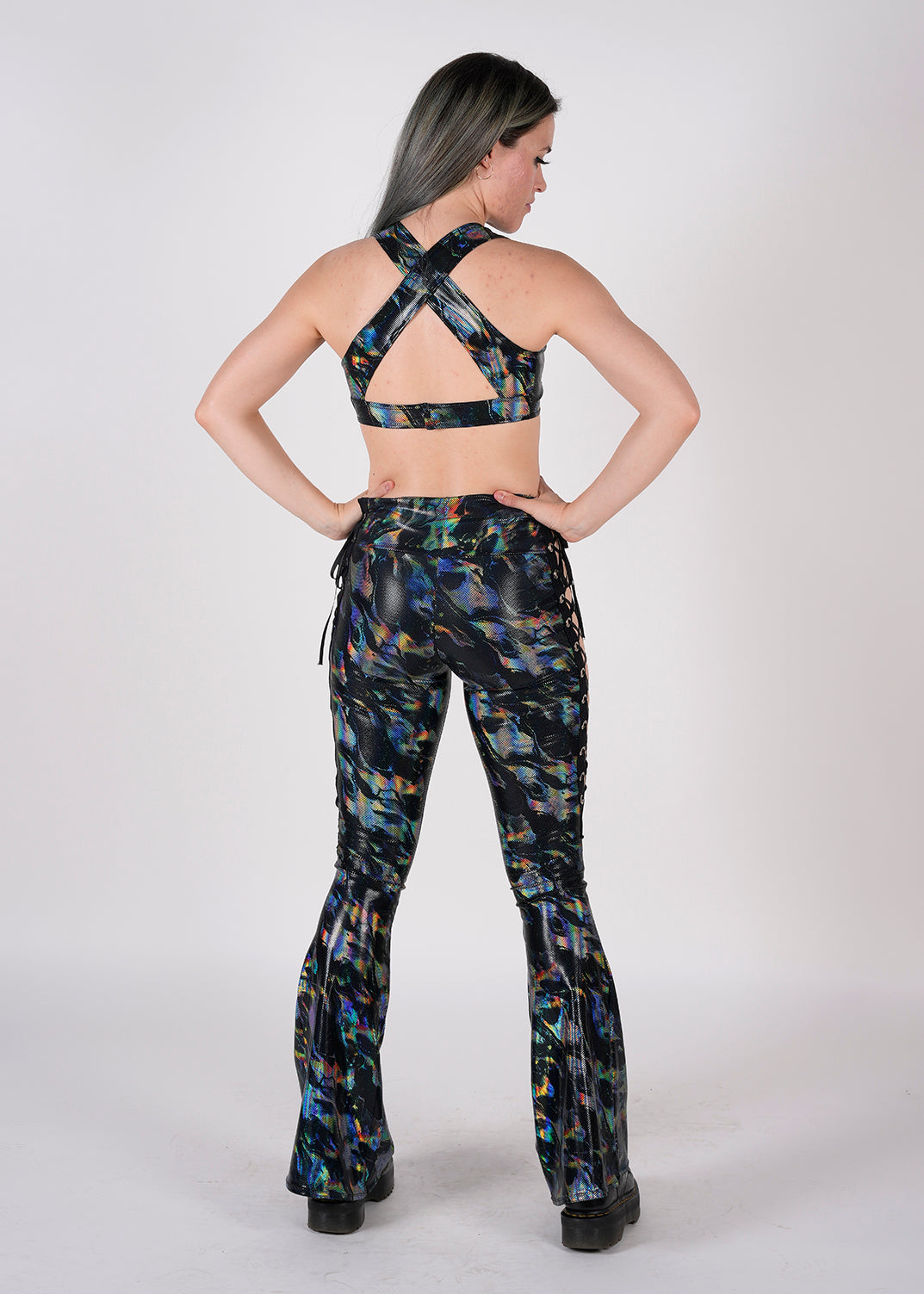 Rainbow Smoke Lace-Up Bellbottoms