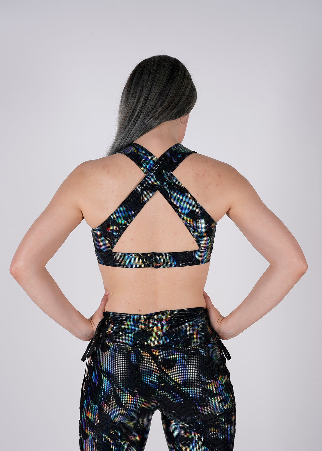 Rainbow Smoke Lace-Up X-Back Top