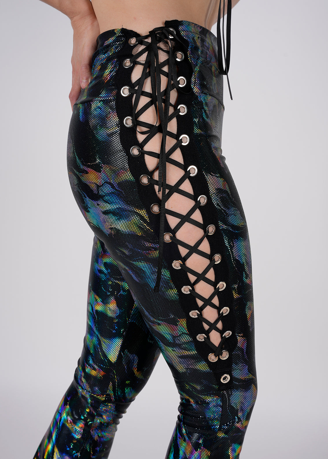 Rainbow Smoke Lace-Up Bellbottoms