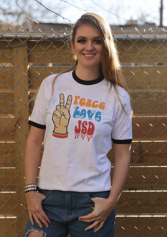 Peace, Love, JSD Unisex Classic Ringer T-Shirt